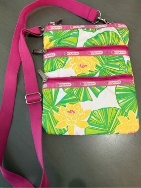 Lilly Pulitzer x LeSportsac triple-zip crossbody bag "Quinn" or "Kasey" style